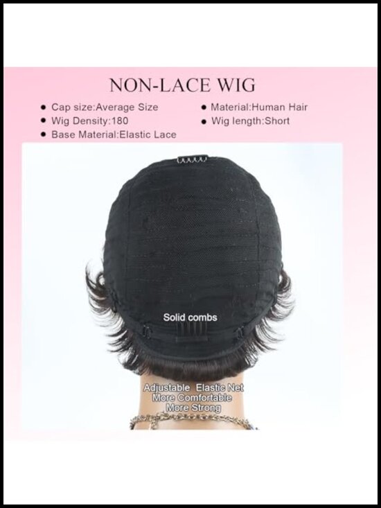100% Human Hair Pixie Cut Wig Short Layered Curly Brazilian Virgin Machine Made